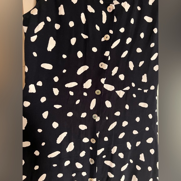 Aritzia Wilfred Navy White Dots High Waisted A-line Shift Day mini dress S - Picture 7 of 8